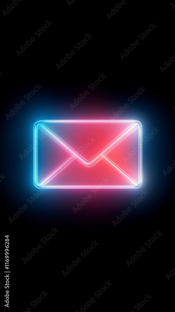 Neon Email Icon Pink Blue Glowing Envelope Symbol Neon Email Icon Pink Blue Glowing Envelope Symbol