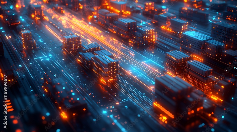 A futuristic logistics map, glowing paths and lines connecting global shipping points, deep blue background with dynamic holographic visuals, intricate details, photorealistic lighting, A futuristic logistics map, glowing paths and lines connecting global shipping points, deep blue background with dynamic holographic visuals, intricate details, photorealistic lighting,