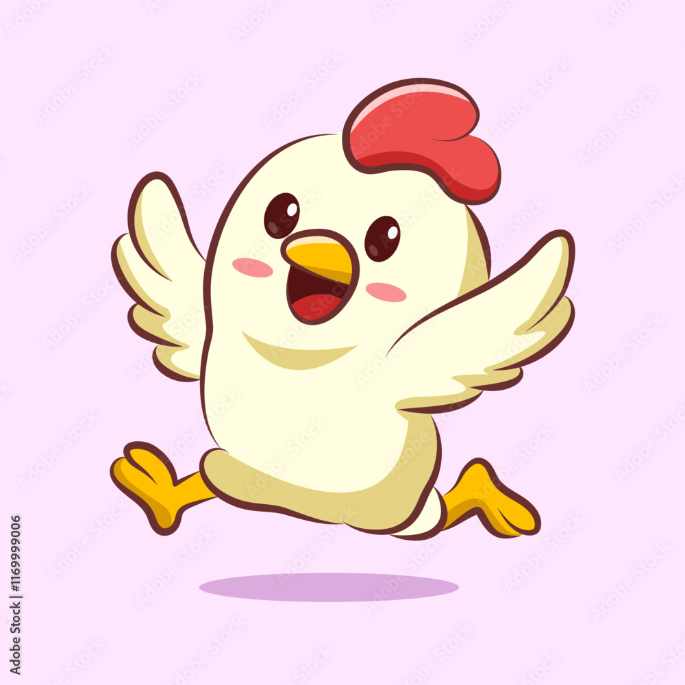 Cute chicken character vector design running happily . animal cartoon logo for elements, sticker Cute chicken character vector design running happily . animal cartoon logo for elements, sticker