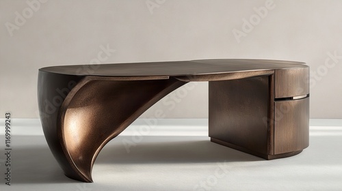 Sculptural Bronze Desk: Modern Office Furniture photo