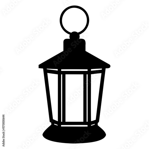 Lantern black silhouette simple flat vector Illustration isolated on a transparent background