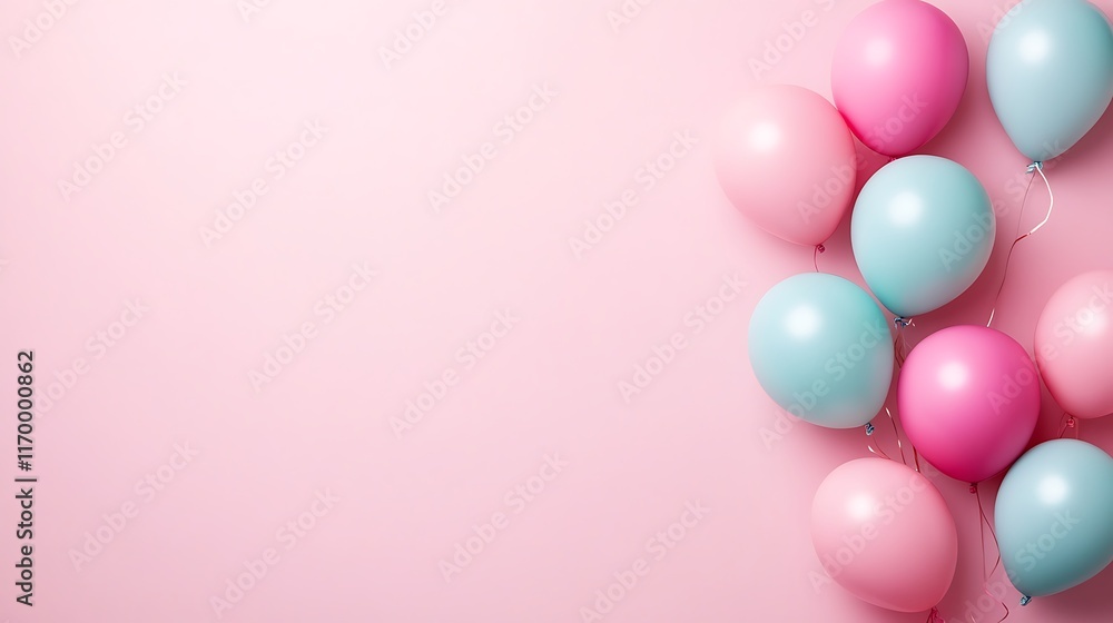 Pink and Blue Balloons on a Pink Background Pink and Blue Balloons on a Pink Background
