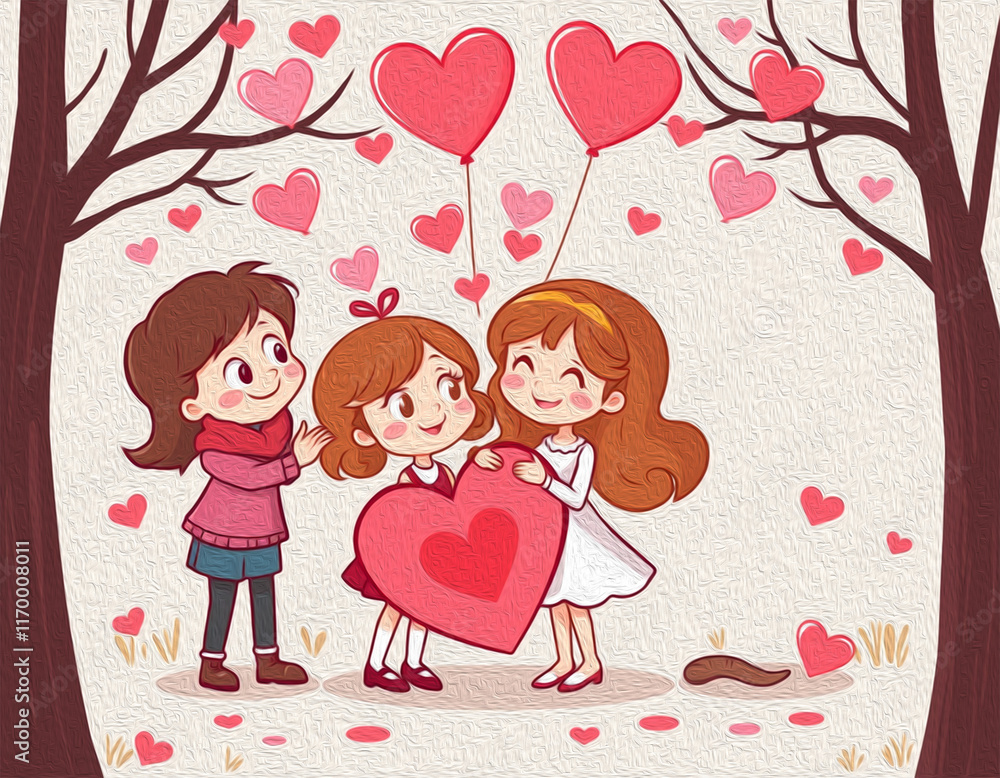 Valentine's Day card design. Illustration with oil paint. Pattern for printing on wall decorations, covers, wallpapers Valentine's Day card design. Illustration with oil paint. Pattern for printing on wall decorations, covers, wallpapers