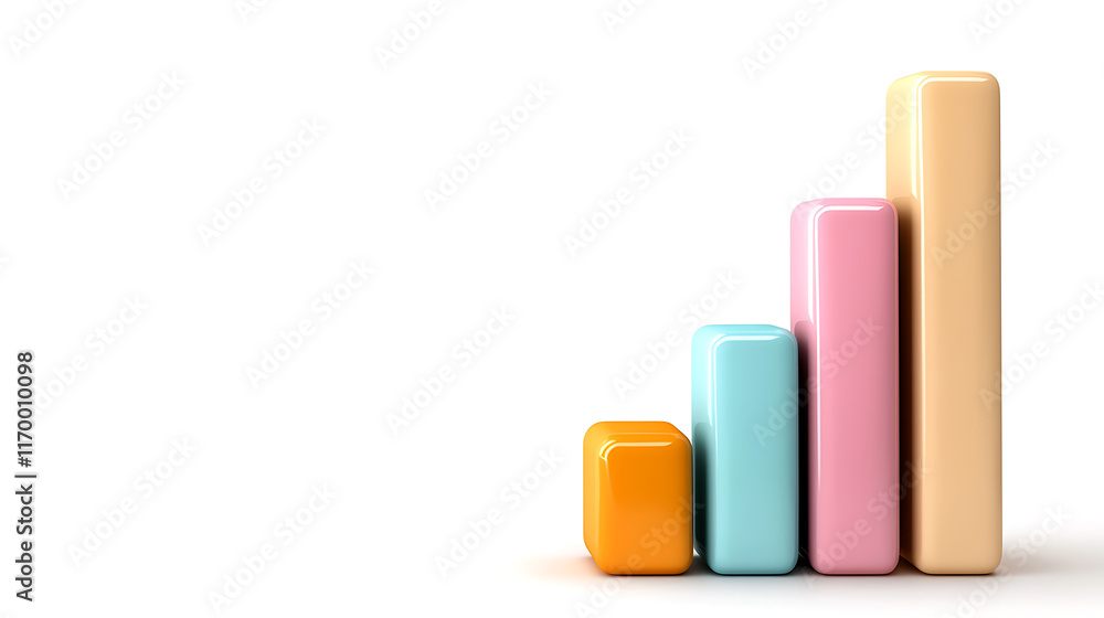 colorful bar graph representing revenue growth with vibrant blocks colorful bar graph representing revenue growth with vibrant blocks