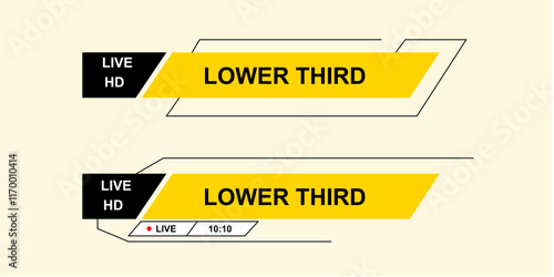 Graphic set of lower thirds for media streaming broadcasting live elements vector design concept.