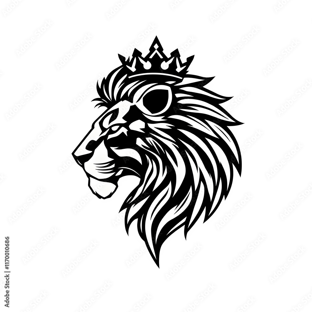 Fototapeta premium Combining the Lion Head, crown, and minimalist logo type, the design embodies strength and sophistication. 