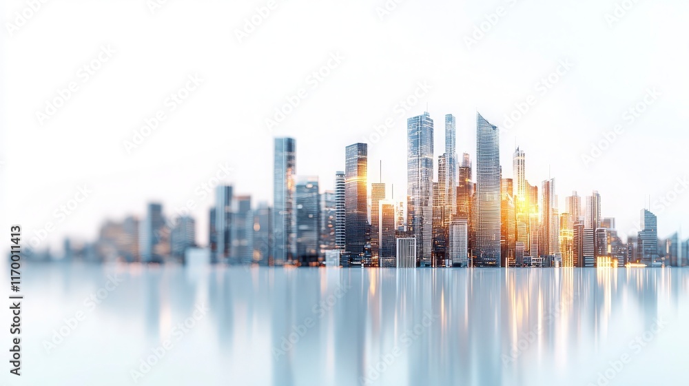Fototapeta premium Modern City Skyline at Sunset