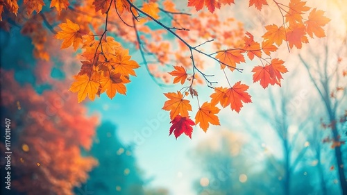 Maple Glow Against a Turquoise Sky