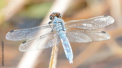 Wallpaper Mural Elegant dragonfly resting on a twig with translucent wings in nature Torontodigital.ca
