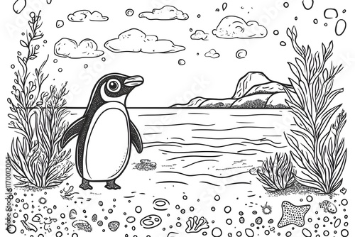 Penguin by Ocean, Coloring Fun! photo