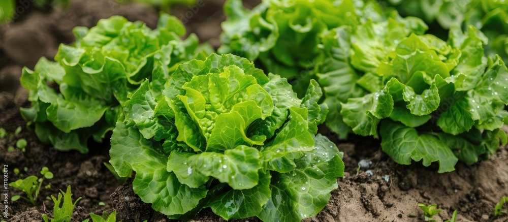Fresh Green Lettuce Growing in the Garden Fresh Green Lettuce Growing in the Garden