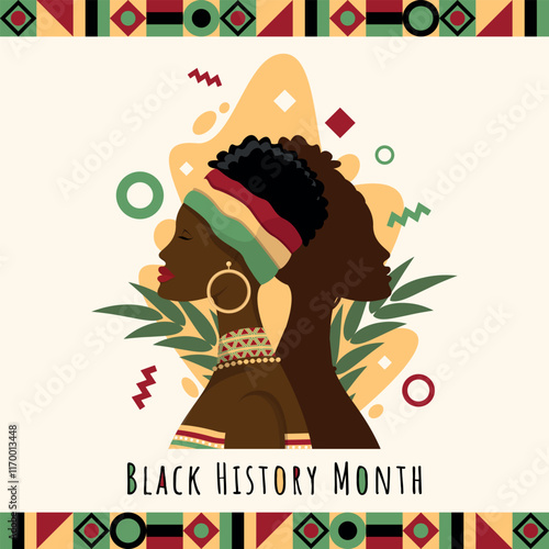 Black History Month Poster. A black woman of African American descent