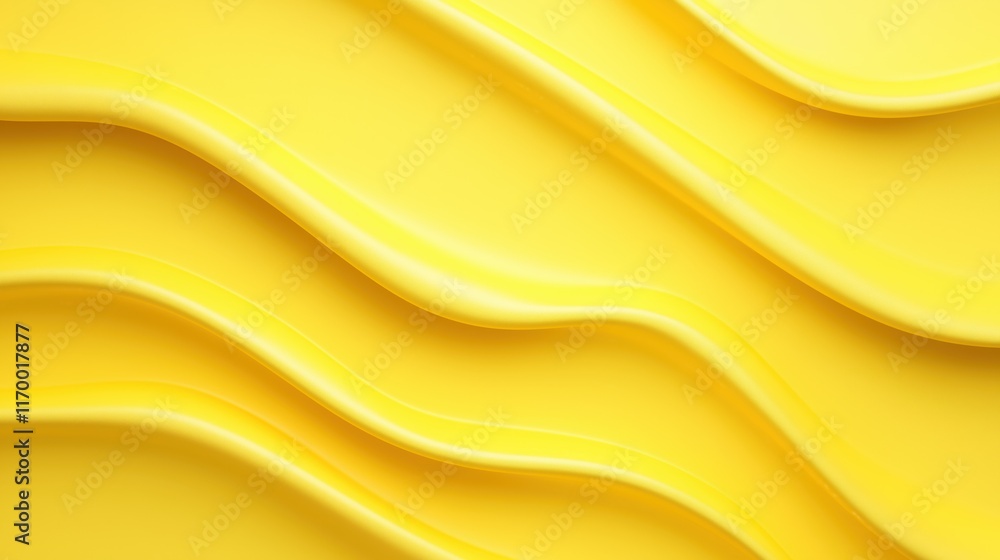 Obraz premium Vibrant yellow abstract waves background with smooth curves and minimalist design