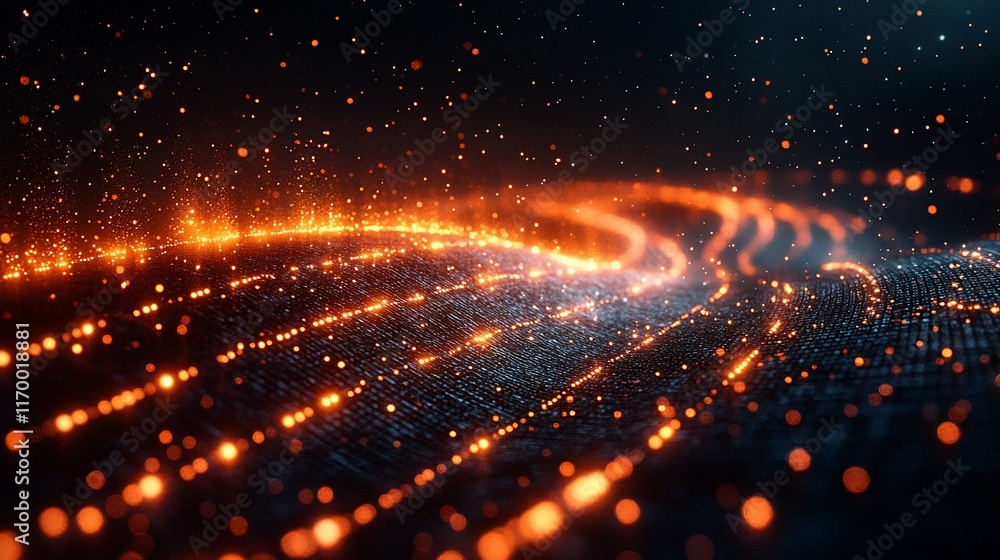 Fototapeta premium Abstract Orange Sparks Illuminated Dark Surface