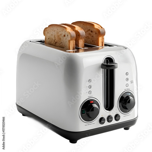 White Two Slice Toaster Golden Brown Toasts Modern Kitchen Appliance