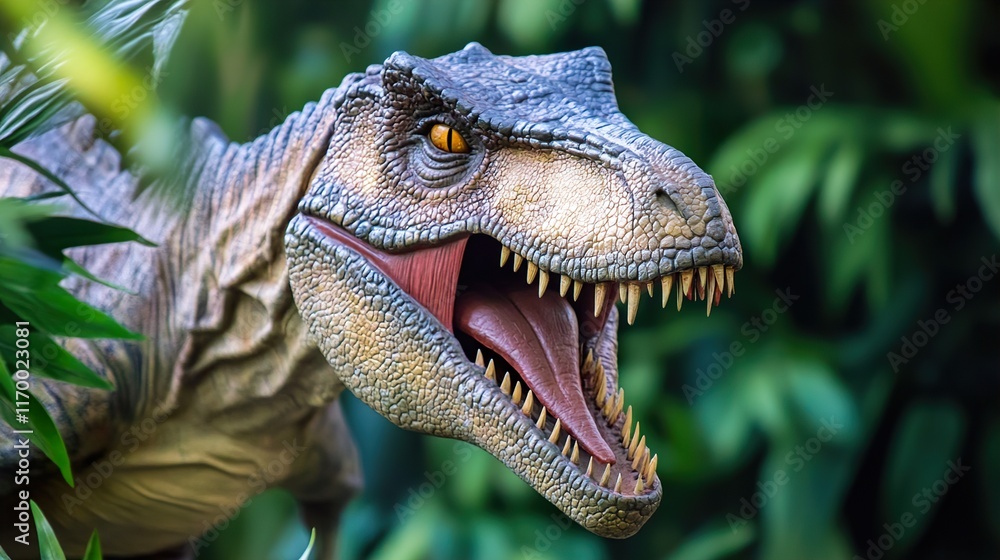 Obraz premium Majestic Prehistoric Raptor: A Close Encounter with a Jurassic Beast
