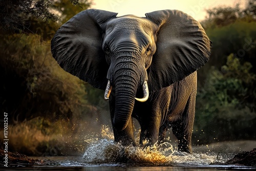 Stunning digital artwork featuring an adorable African elephant.