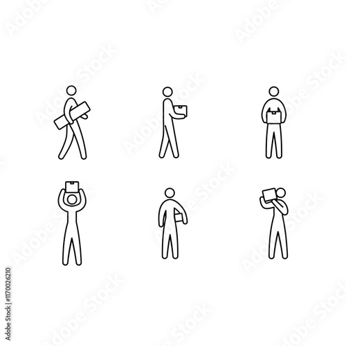 Stick figure carry small box and long box