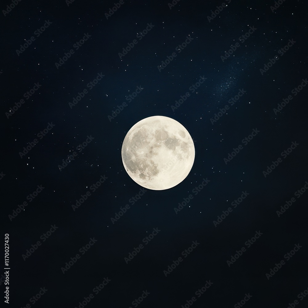 Fototapeta premium A luminous moon surrounded by ethereal beams, stars shimmering in radiant patterns across the night
