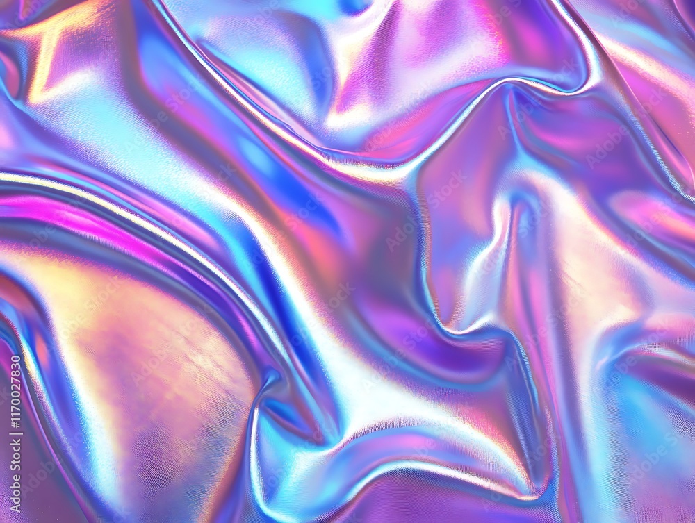 Obraz premium Glossy Holographic Texture Background with Smooth Gradient Colors in Pastel Shades Perfect for Creative Designs, Abstract Art, and Digital Artwork