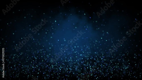 Dark blue floating particle background. Cool seamless looping tech background of rising glowing dots over black backdrop.