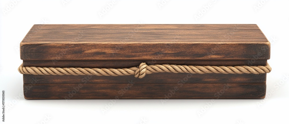 Obraz premium Aged Wooden Box with Rope Trim.