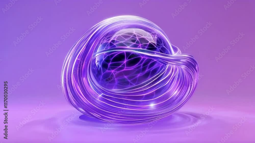 Abstract purple sphere with glowing lines, digital art. Abstract purple sphere with glowing lines, digital art.