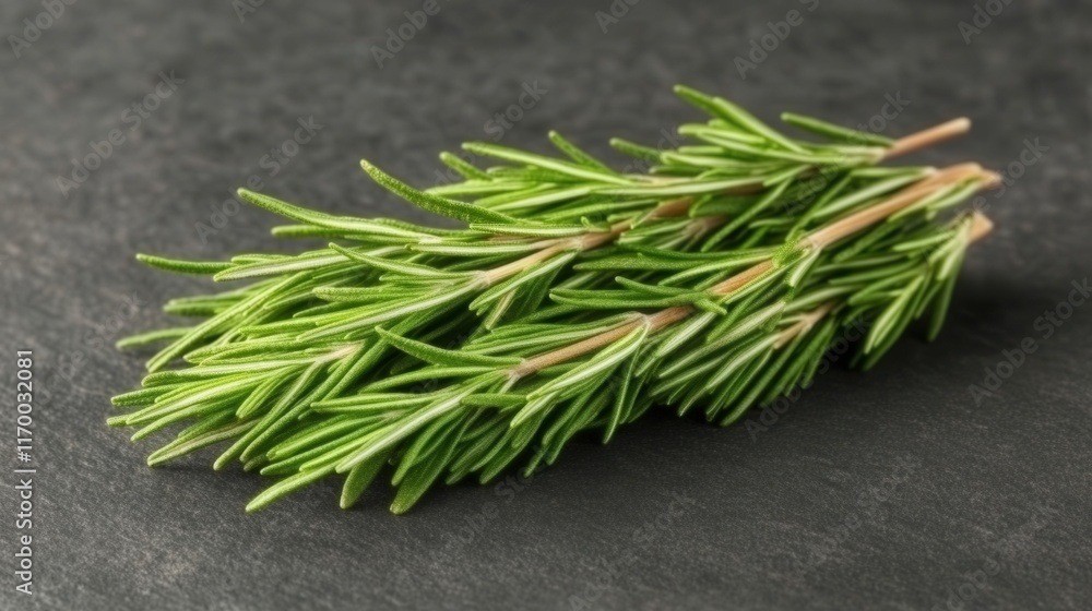 Fresh rosemary sprigs on dark slate surface Fresh rosemary sprigs on dark slate surface