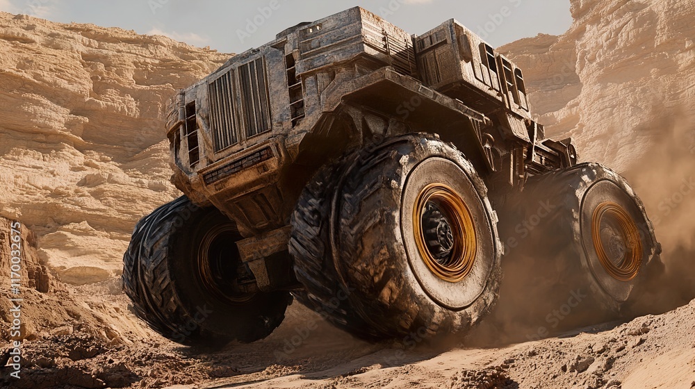 Obraz premium Off-Road Monster Truck in Desert: An Epic Adventure