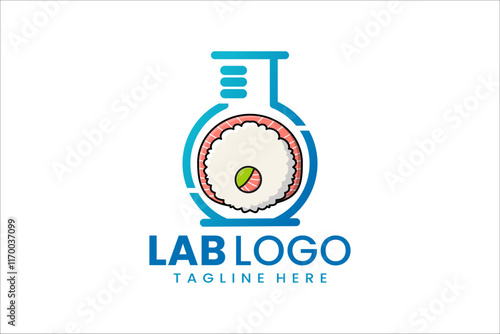 Unique logo combining lab and sushi, perfect for modern food and science branding