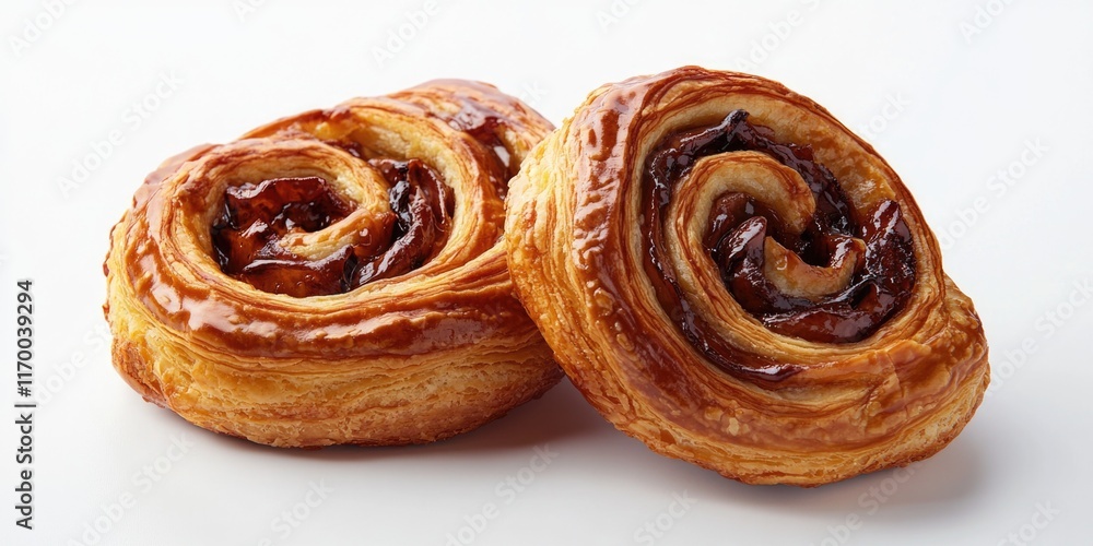 Fototapeta premium Cinnamon rolls in a pastry basket, perfect for breakfast or dessert.