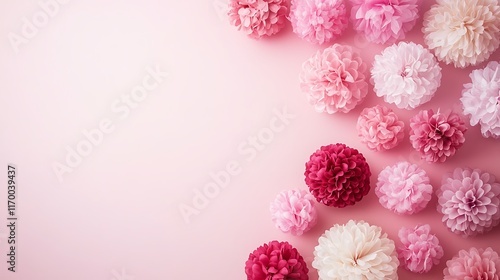 Wallpaper Mural Pink and Red Paper Flowers on Pink Background Torontodigital.ca