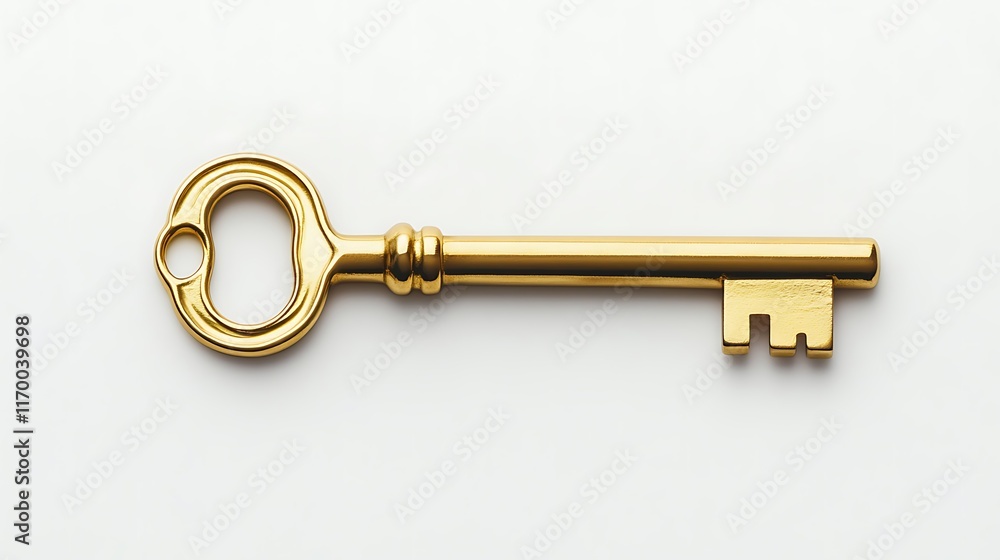 A golden key with a classic design, symbolizing access and security. A golden key with a classic design, symbolizing access and security.