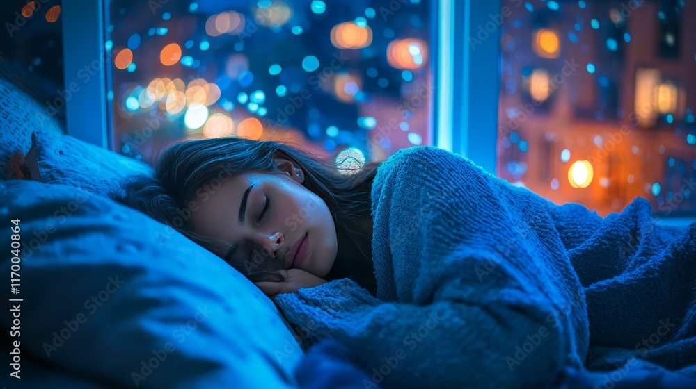 Serene Nighttime Sleep in Cozy Bedroom Environment