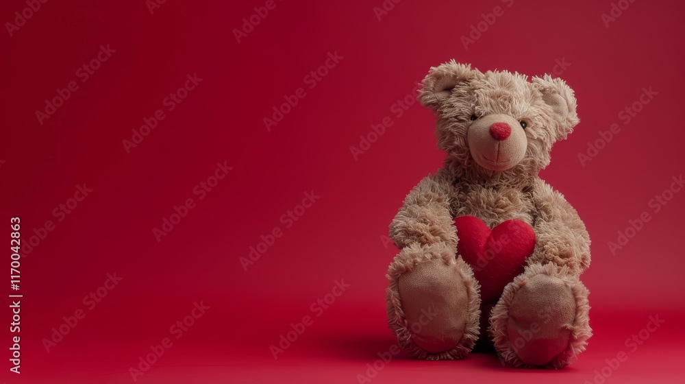 Obraz premium Valentine's Day theme. Women's Day. Happy Mother's day. Romance and Love heart. Cute Teddy bears. Valentines and Teddy Bear. Gift box and teddy bear. Valentines day concept with copy space