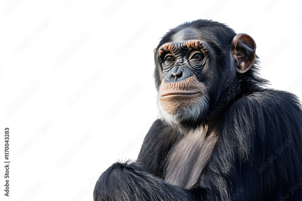 Naklejka premium Chimpanzee Isolated on White Background.