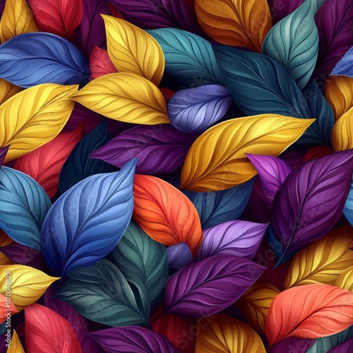 Wallpaper Mural Vibrant Leaf Patterns for Motivation and Productivity Torontodigital.ca