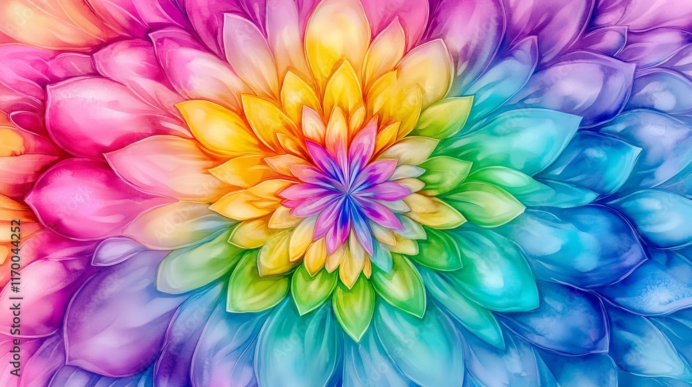 Obraz premium Colorful Watercolor Mandala with Soft Pastel Tones
