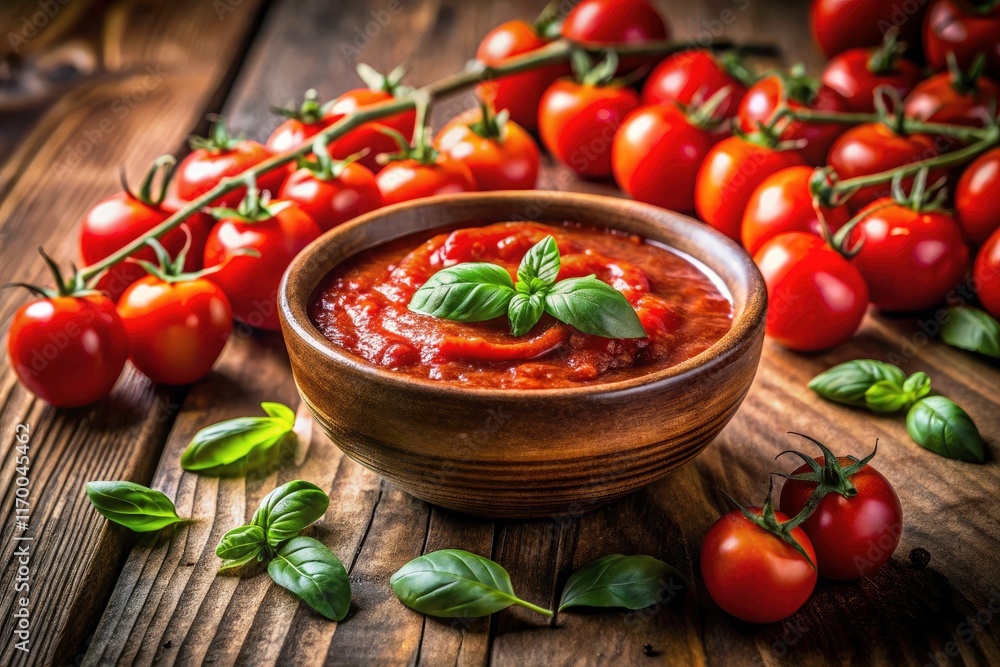 Ripe tomatoes, fragrant basil, rustic charm: a vibrant still life celebrating simple ingredients. Ripe tomatoes, fragrant basil, rustic charm: a vibrant still life celebrating simple ingredients.