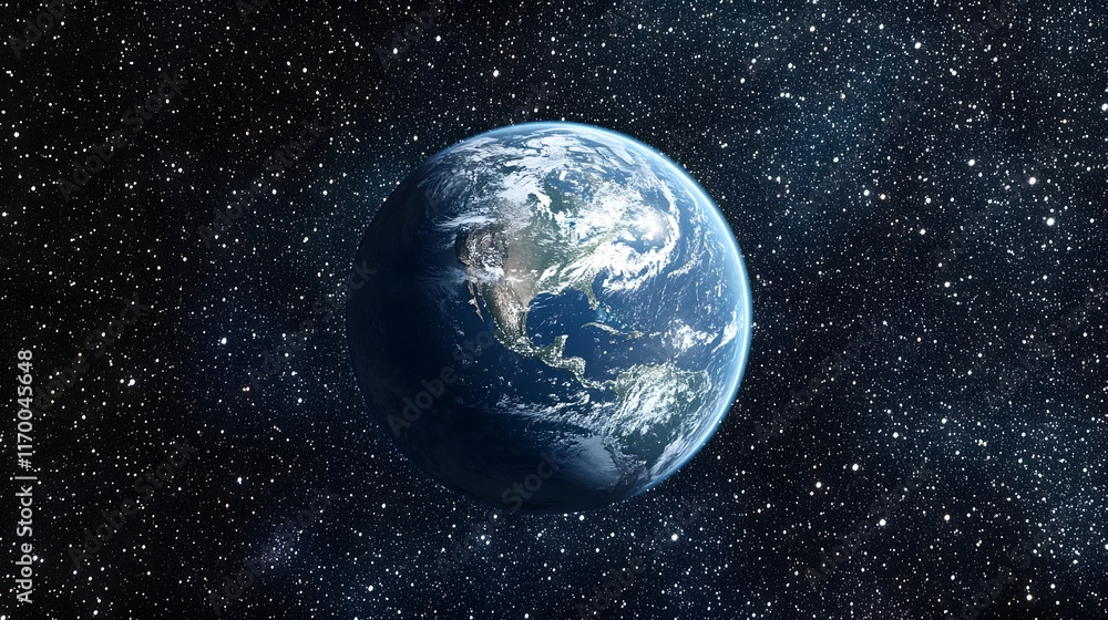 Earth Planet In Outer Space Among Stars Earth Planet In Outer Space Among Stars