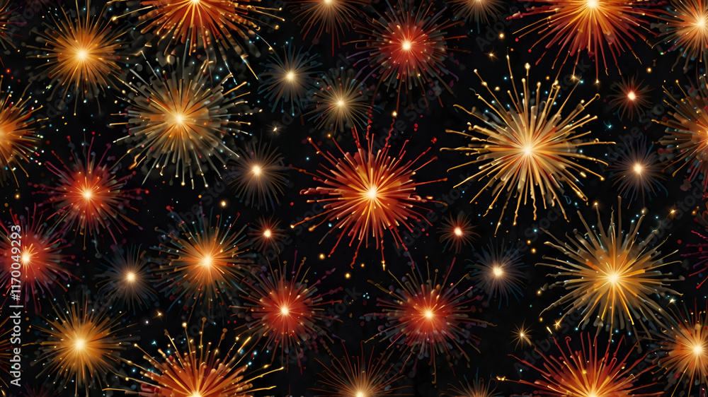 Vibrant fireworks illuminate the night sky in a stunning display of colorful explosions celebrating a festive event Vibrant fireworks illuminate the night sky in a stunning display of colorful explosions celebrating a festive event