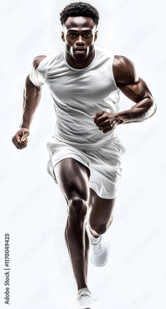 an attractive Black man running, wearing a short-sleeve T-shirt and shorts an attractive Black man running, wearing a short-sleeve T-shirt and shorts