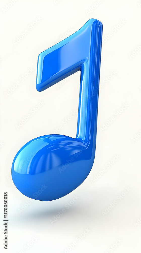 Vibrant Blue 3D Eighth Note Music Symbol Illustration Vibrant Blue 3D Eighth Note Music Symbol Illustration