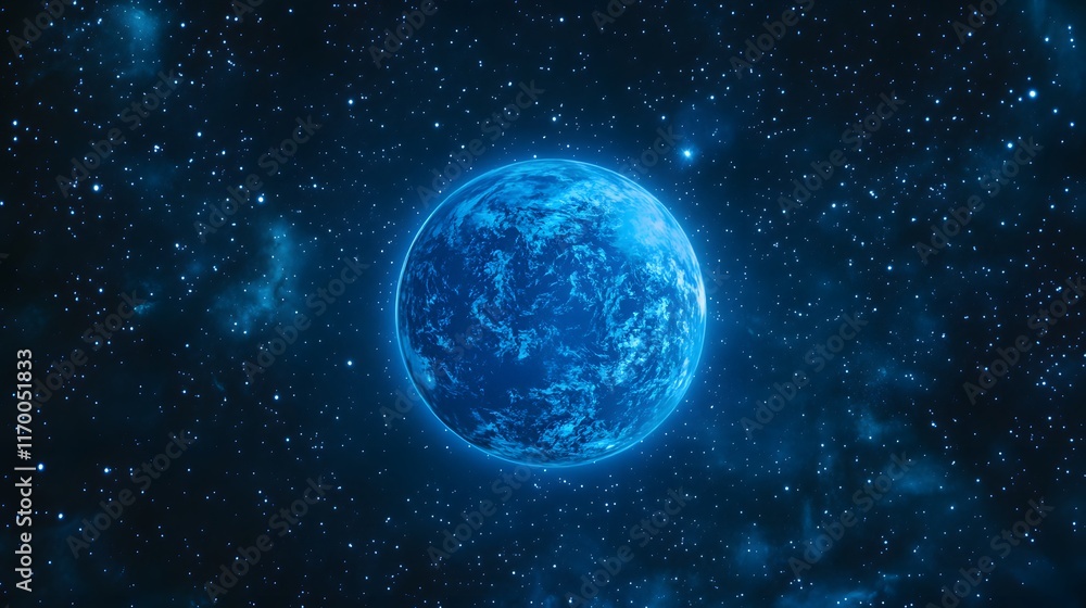 Obraz premium Blue Planet Amidst a Starry Expanse of Space