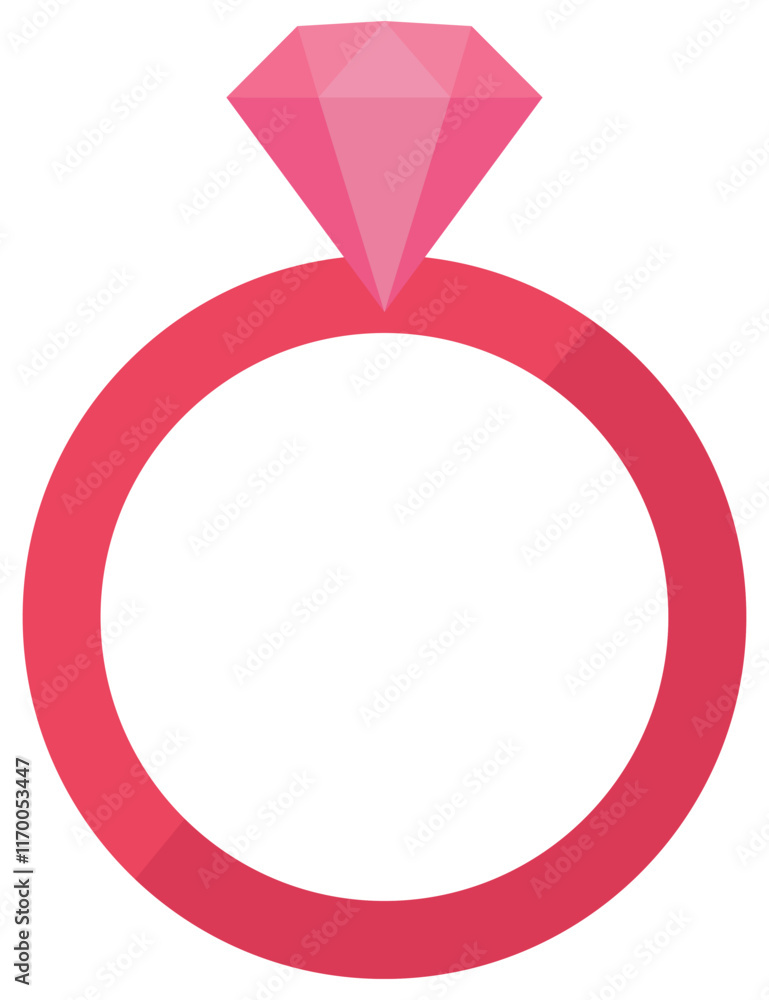 Pink diamond ring icon vector in flat style isolated on white background. Pink diamond ring icon vector in flat style isolated on white background.