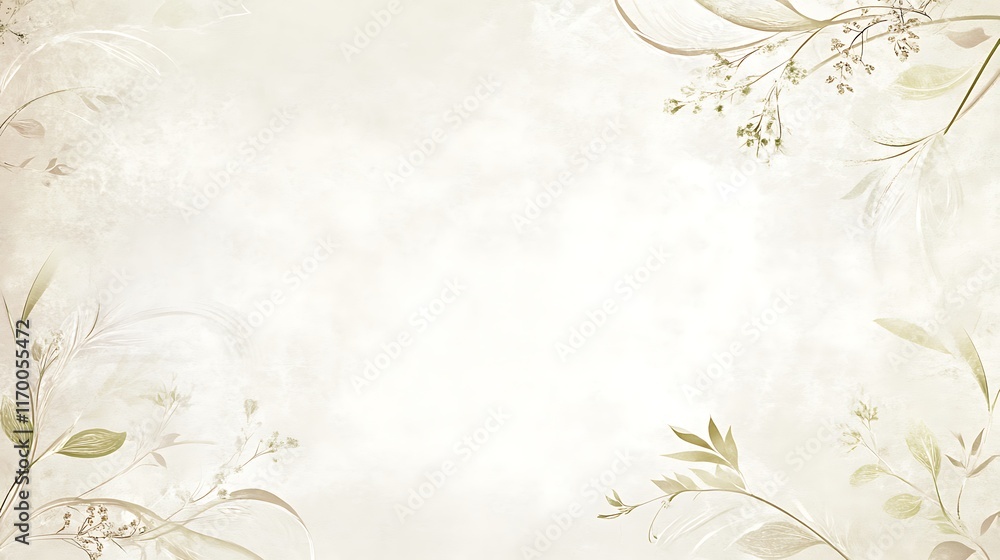 Delicate Floral Frame Soft Beige Background Delicate Floral Frame Soft Beige Background