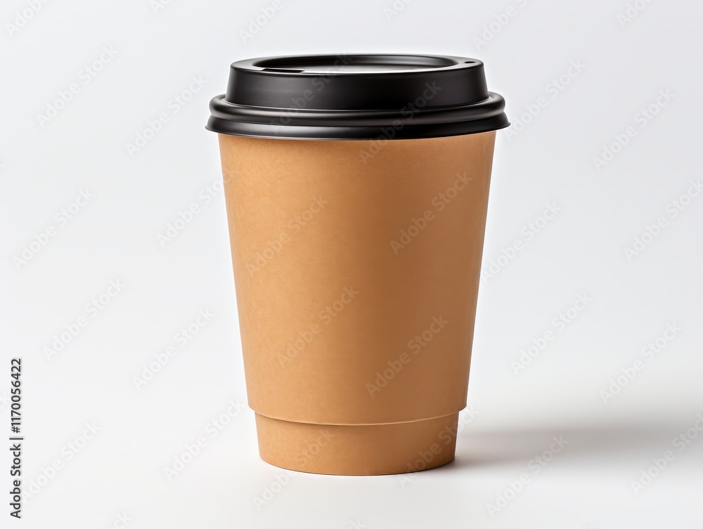 Blank Kraft Coffee Cup Against Minimalist Background Ideal for Cafes, Takeaway, Branding and Packaging Applications in Modern Design Blank Kraft Coffee Cup Against Minimalist Background Ideal for Cafes, Takeaway, Branding and Packaging Applications in Modern Design