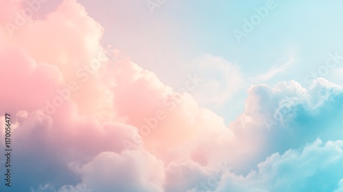 Soft Pastel Clouds in a Serene Sky with Hints of Pink and Blue, Perfect for Backgrounds and Dreamy Atmospheres