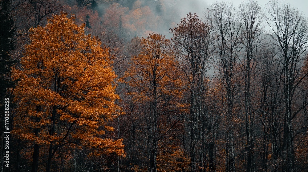 Fototapeta premium Autumnal Forest: A Moody Landscape Photography