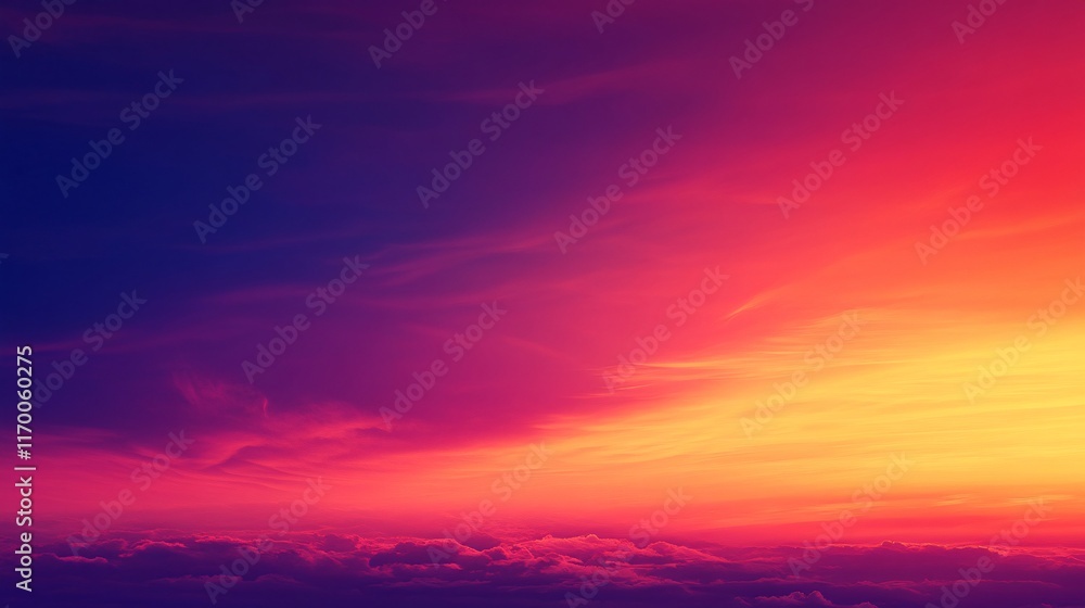 Stunning Vibrant Sunset Over Clouds with Fiery Hues Blending Orange, Pink, and Purple for Serene and Dramatic Sky Background in Nature Photography Stunning Vibrant Sunset Over Clouds with Fiery Hues Blending Orange, Pink, and Purple for Serene and Dramatic Sky Background in Nature Photography